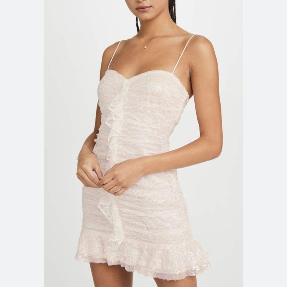 For Love & Lemons Robin Iridescent Mini Lace Dress, Size S